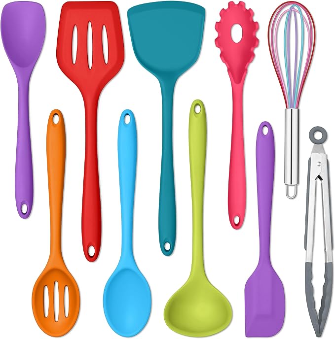 E-far 10 Pcs Silicone Cooking Utensils Set, Heat Resistant Kitchen Utensil Set by E-far