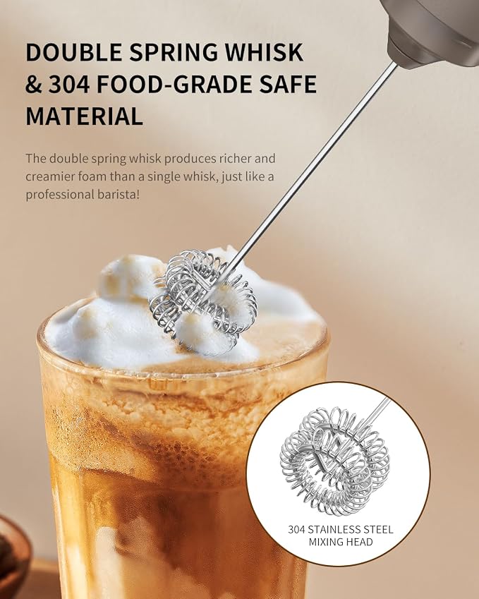 CIRCLE JOY Portable Rechargeable Milk Frother Hanheld, Dual Spring Whisk - Image 4
