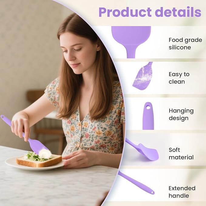 Spatulas Silicone Heat Resistant, Rubber Spatula Food Grade, Handle - Image 3