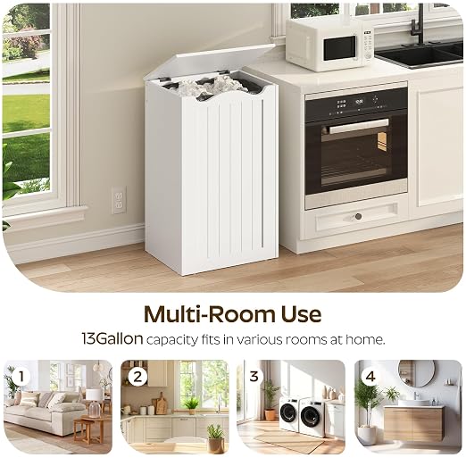 YATINEY Trash Can Cabinet, 13 Gallons Hidden Kitchen Garbage Can - Image 7