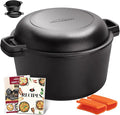 Overmont 2-in-1 Cast Iron Dutch Oven - 5QT Pre-Seasoned All-in-One Casserole by Overmont
