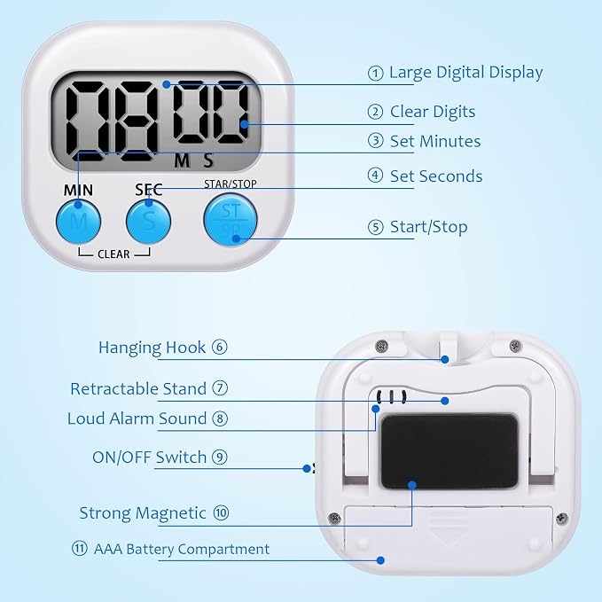 Flutesan 6 Pack Digital Kitchen Timer First Day of School Back to School - Image 4
