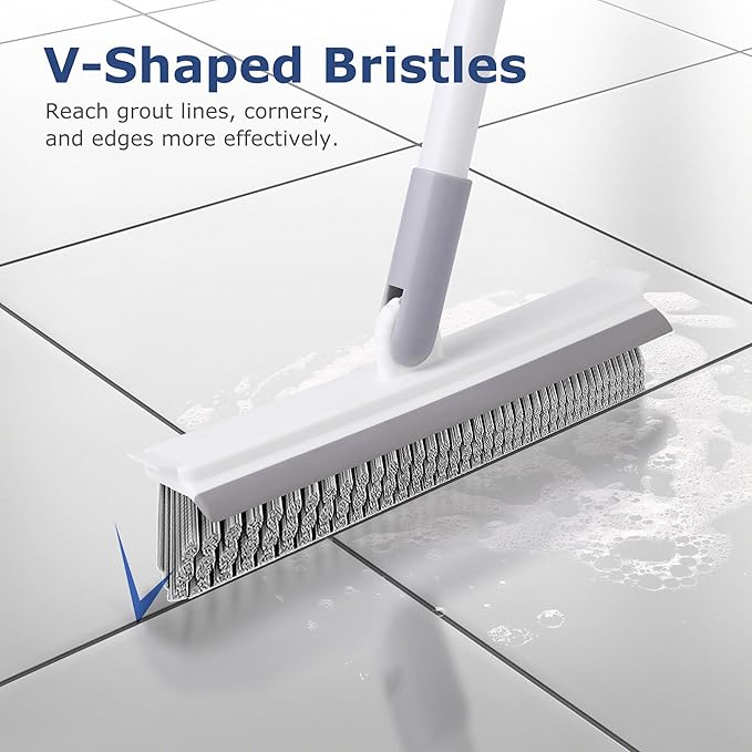 IVYROLL Grout Brush with Long Handle, Floor Cleaning Scrubber with Stiff - Image 4