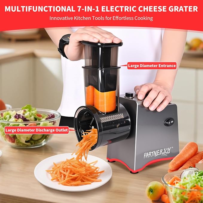 Electric Cheese Grater, 250W Electric Professional Salad Maker & Vegetable - Image 2
