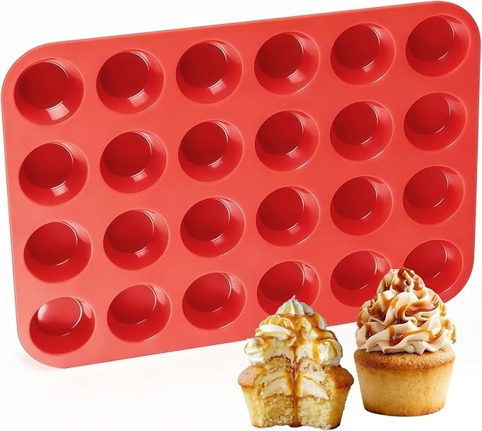 CAKETIME Silicone Muffin Pan Mini 24 Cups Cupcake Pan, Nonstick Food Grade by CAKETIME
