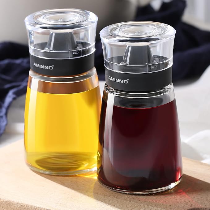 5.5oz Oil and Vinegar Cruets 2 Pack Glass Oil Dispenser Bottles - Image 6