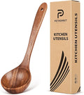 Wooden Soup Spoon for Cooking, Teak Acacia Soup Ladle, Non-Toxic Natural Wood by PETERSHOMEANDKITCHEN