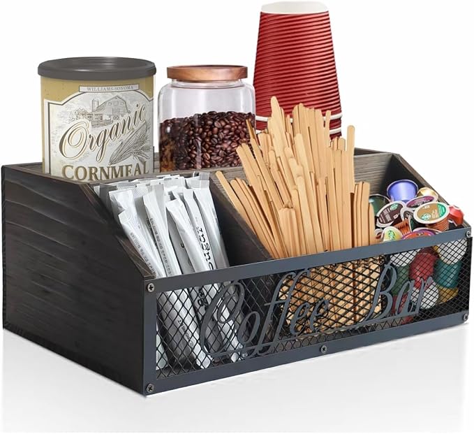 Coffee Station Organizer, Rustic Countertop Coffee Bar Accessories, 4 by DearyHome