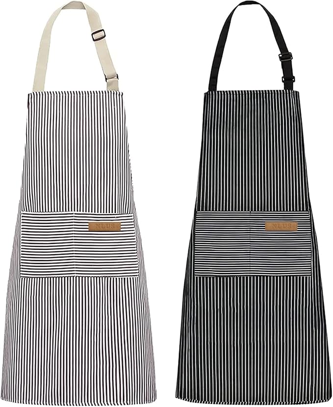 NLUS 2 Pack Kitchen Cooking Aprons, Adjustable Bib Soft Chef Apron by NLUS