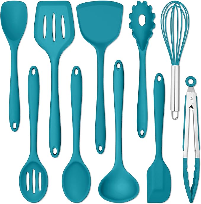 E-far 10 Pieces Silicone Cooking Utensils Set, Heat Resistant Kitchen Utensil by E-far