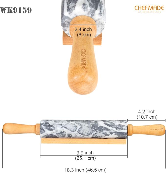 CHEFMADE 18-Inch Marble Rolling Pin - Image 2