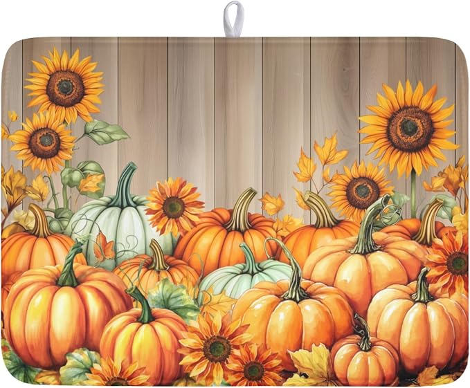 Fall Orang Pumpkin Dish Drying Mat by Unknown