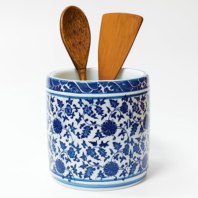Kitchen Utensil Holder for Kitchen Countertop, Ceramic Cooking Utensils Holder by ZENSOAR