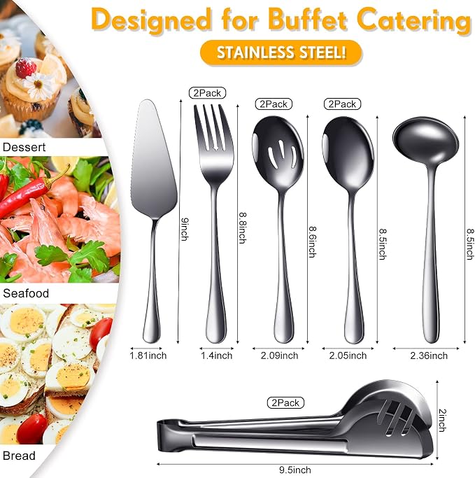 Patelai Serving Utensils Set Include Stainless Steel Large Spoons Slotted - Image 2