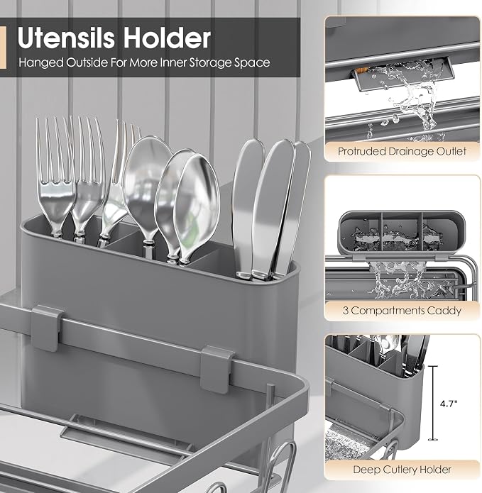 Urackify Dish Drying Rack for Kitchen Counter, Sink Dish Rack - Image 5