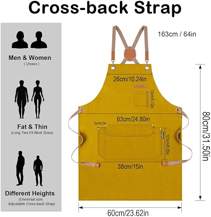Chef Apron for Men Women with Gift Box Pack, Cross Back Apron with Pockets for - Image 4