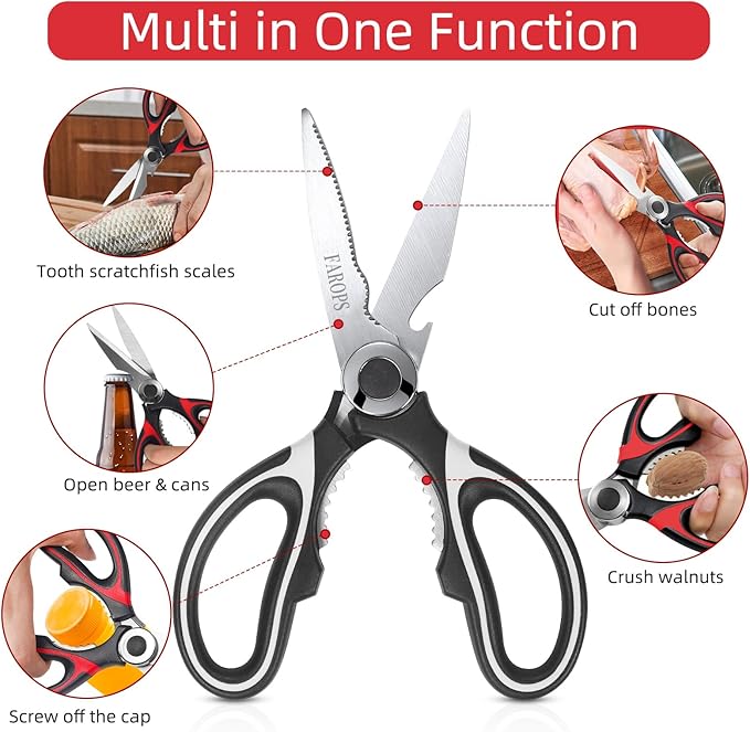 Kitchen Scissor For General Use 2-Packs, Heavy Duty Kitchen Raptor Meat Shears - Image 4