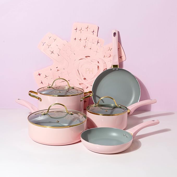 Paris Hilton Epic Nonstick Pots and Pans Set, Tempered Glass Lids, Soft Touch - Image 10