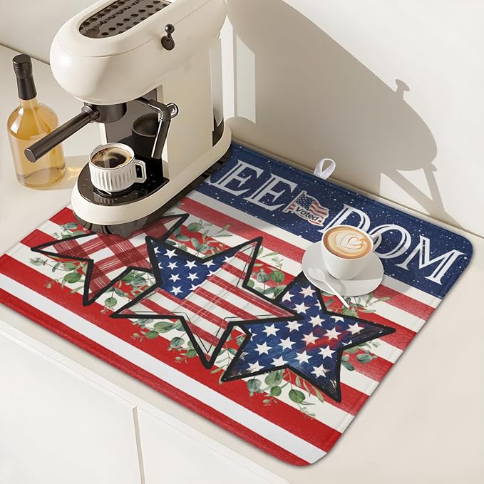 4th of July Dish Drying Mat 18x16 Inch, Patriotic Drying Mat - Image 7