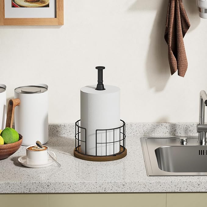 YINMIT Paper Towel Holder Countertop, One-Handed Tear Farmhouse Paper Towel - Image 8