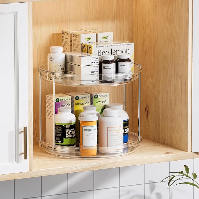 LAMU 2 Tier Lazy Susan Turntable Organizer 9.25'' Rotating Spice Rack - Image 3