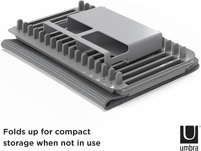 Umbra Udry Dish Rack and Microfiber Drying Mat – Space-Saving Design Folds Up - Image 6