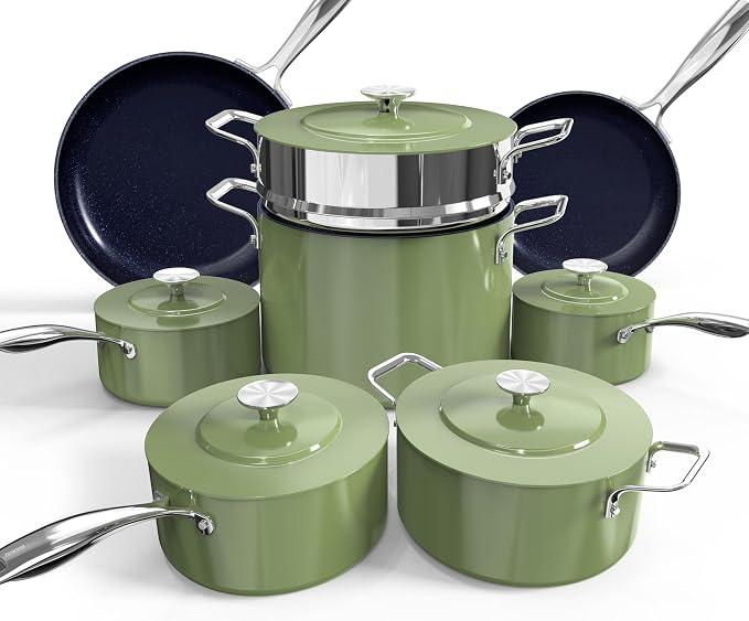 Nuwave Lux 13pc Forged Lightweight Cookware Set PFAS Free, Healthy G10 Duralon by NuWave