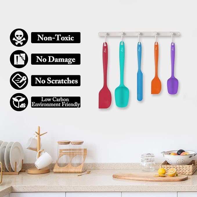 HOTEC Heat Resistant 600℉ Food Grade Silicone Rubber Spatula Set - Image 5