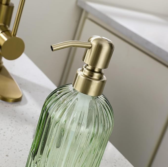 16Oz Green Glass Soap Dispenser - Image 6