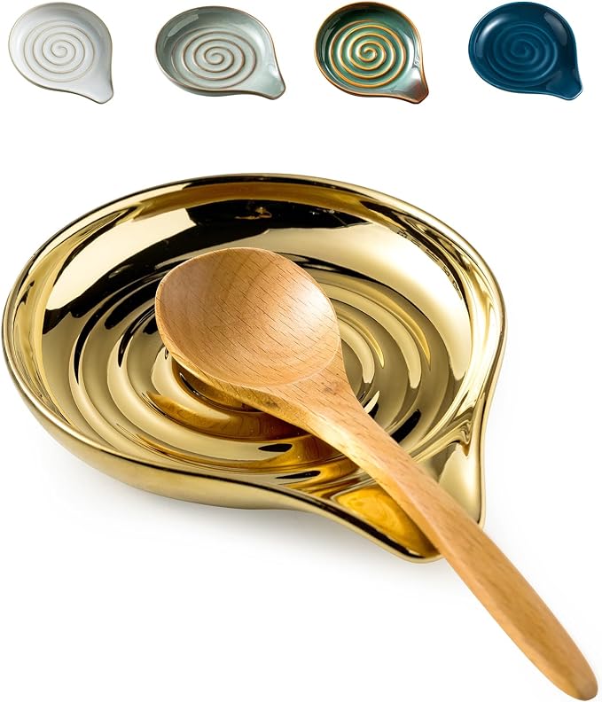 LAUCHUH Spoon Rest for Stove Top, Ceramic Spoon Holder for Kitchen Countertop by LAUCHUH