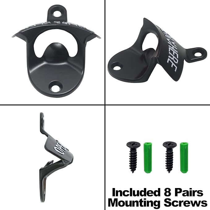 8PCS Bottle Opener Wall Mount Rustproof Black Screw in Wall Beer Cap Opener - Image 4