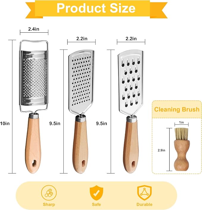 Handheld Cheese Graters with Cleaning Brush Stainless Steel Vegetable Grater - Image 2