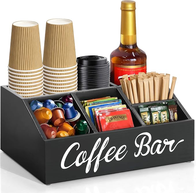 Coffee Station Organizer for Countertop, Wood Coffee Bar Organizer for by CusUnik