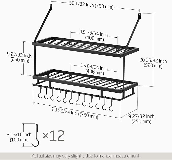 KES 30-Inch Kitchen Pot Rack - Image 6