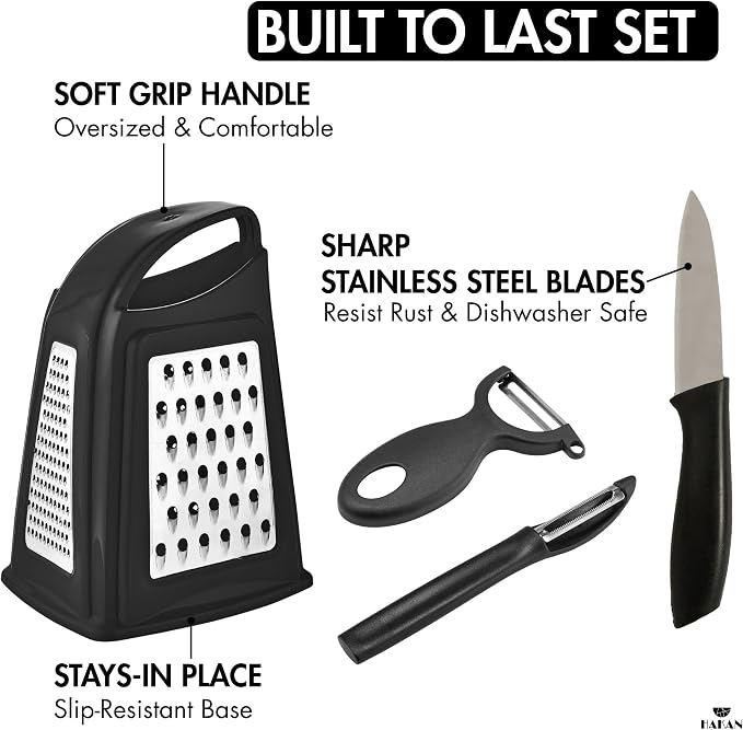 Hakan Grater, Chop and Peel Set | Handheld 3-Sided Grater - Image 3