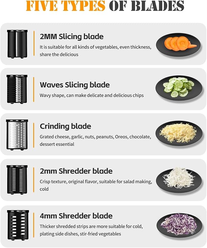 Electric Cheese Grater, 5-In-1 Electric Grater, 300W Salad Maker, Electric - Image 3