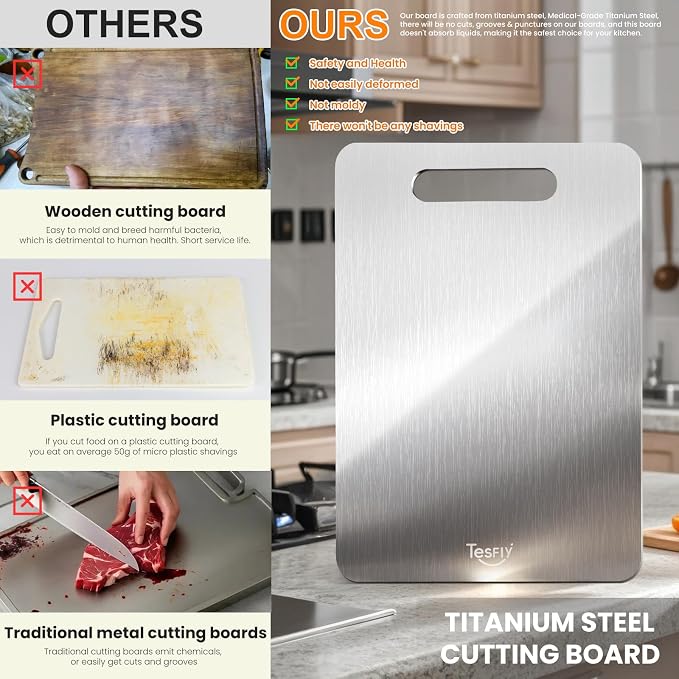 2 Pack Titanium Cutting Board -100% Pure Titanium Cutting Boards - Image 2