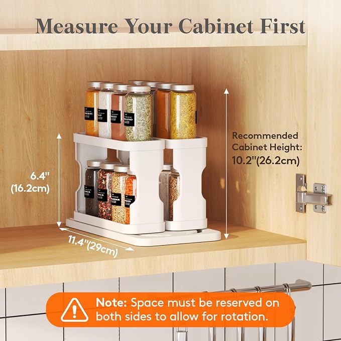 Lifewit Sliding Spice Rack for Cabinets, 6.4"H x 11.1"D x 6.1"W Slide Out Swive - Image 3