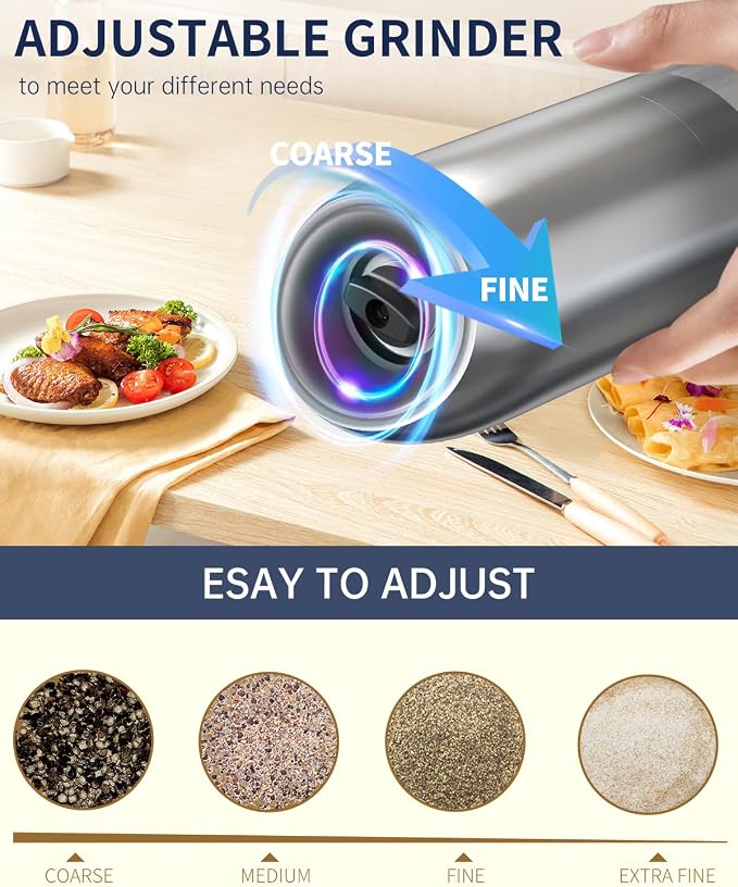 CIRCLE JOY Gravity Electric Salt and Pepper Grinder Set, Battery Powered - Image 4