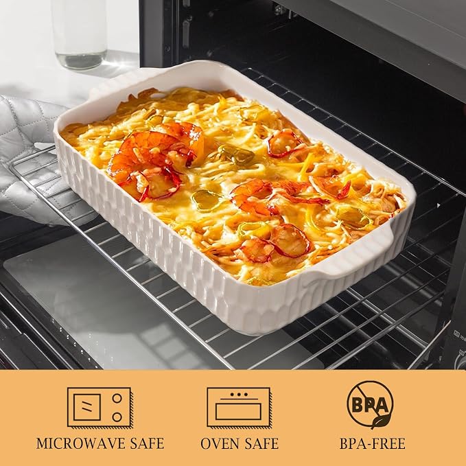 4.7QT Casserole Dishes for Oven, 9x13” Large Lasagna Pan, Ceramic Baking Dish - Image 5