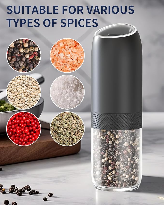 CIRCLE JOY Gravity Electric Salt and Pepper Grinder Set, Battery Powered - Image 6