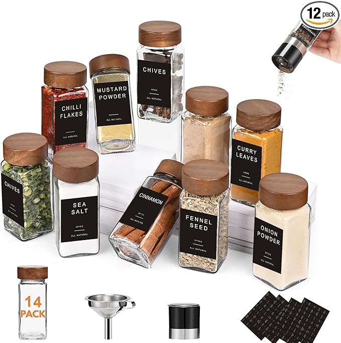 Yangbaga 14Pcs Glass Spice Jars by Hanber