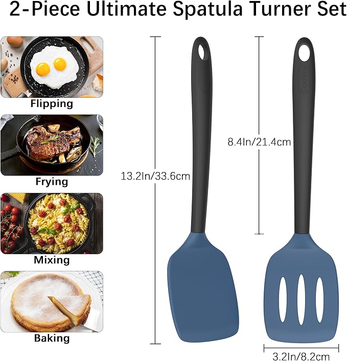 Coukre 2 Pack Silicone Spatula Set, High Heat Resistant, BPA Free Kitchen - Image 2
