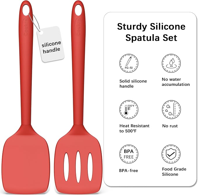 Coukre 2 Pack Silicone Spatula Set, High Heat Resistant, BPA Free Kitchen - Image 2
