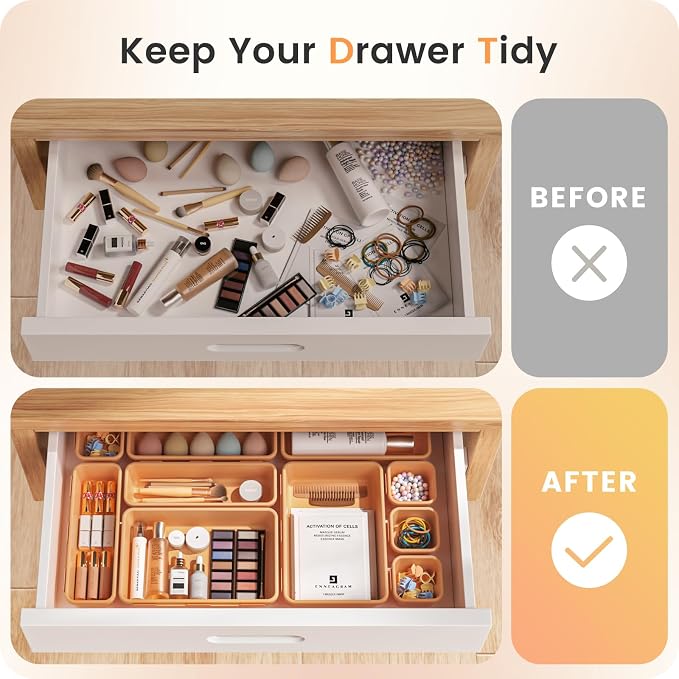 A-LUGEI【】【5 Size】Tool Box Organizer Tray Divider Set, 【Orange】 Desk - Image 4