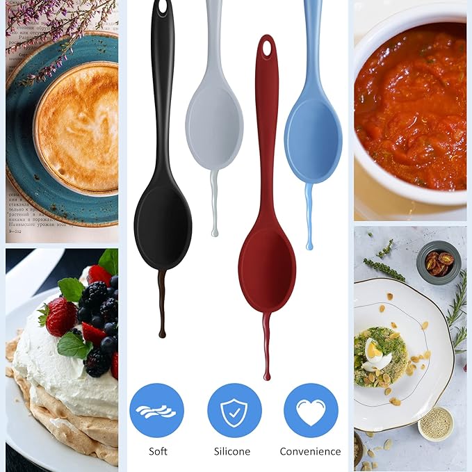 Shappy 4 Pieces Silicone Cooking Spoons 10.6 Inch Heat Resistant Kitchen Spoons - Image 4
