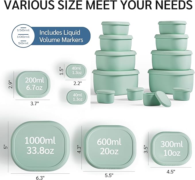 ISSEVE 12Pcs/Set Nesting Silicone Food Storage Containers - Image 4