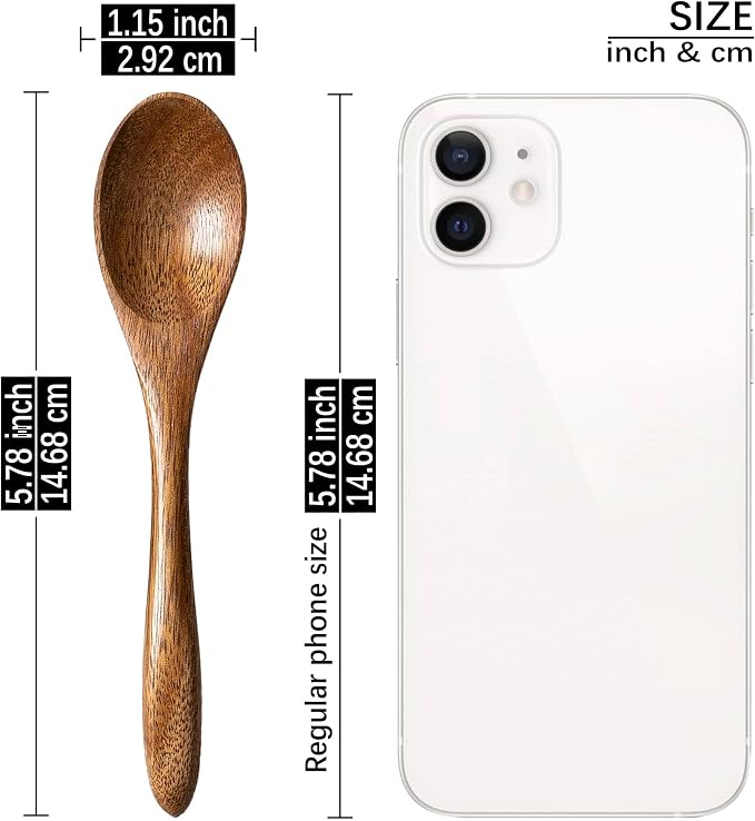 7 PCS Small Wooden Spoons, 5.8 Inch Honey Spoons - Image 3