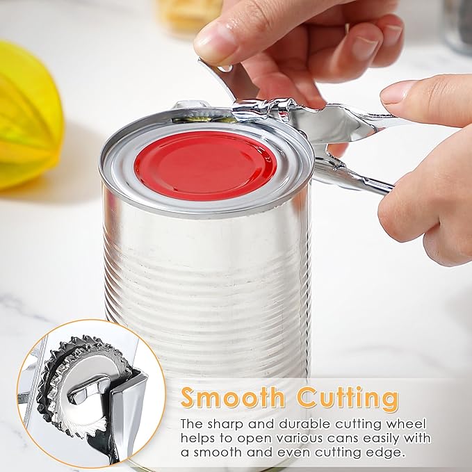 2 Pack Can Opener Manual, Safety Commercial Smooth Edge Can Opener, Heavy Duty - Image 3