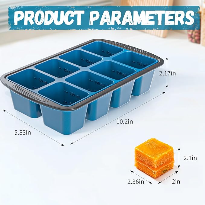 GORCI Ice Cube Tray For Freezer, 16 Large 1/2 Cub Cubes, Silicone Ice Trays For - Image 7